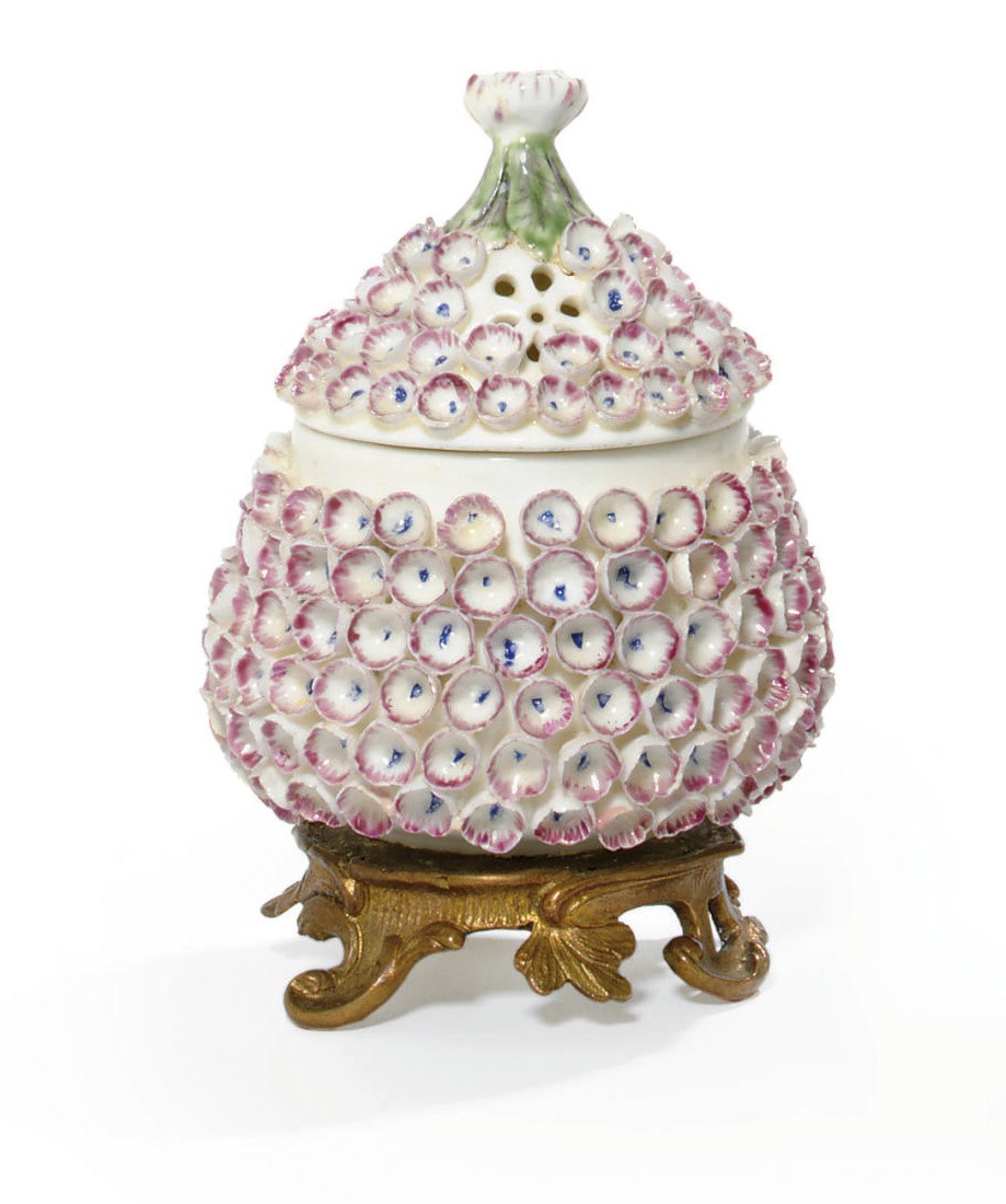 AN ORMOLU-MOUNTED MENNECY POT-POURRI JAR AND COVER