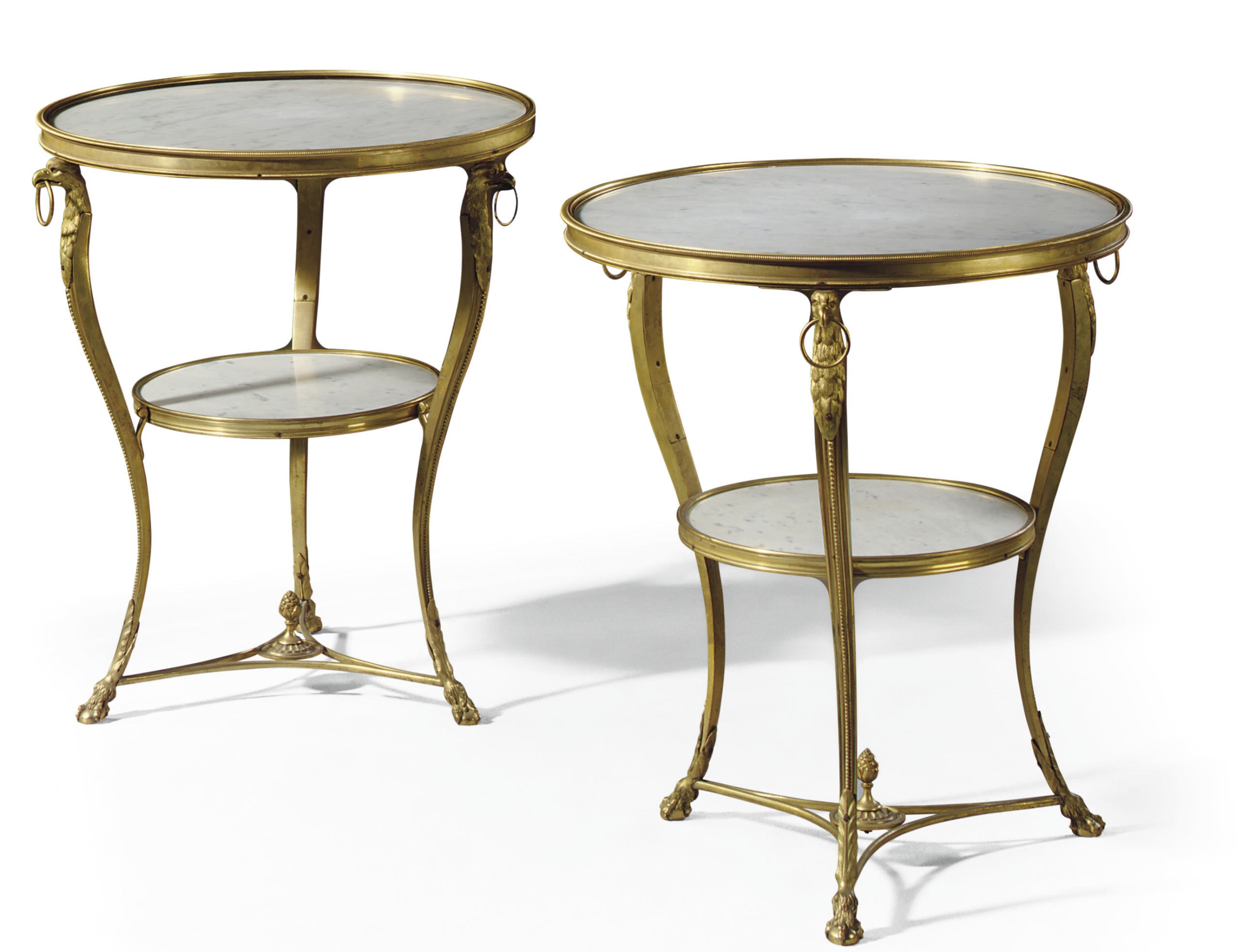 A PAIR OF NORTH EUROPEAN ORMOLU AND WHITE MARBLE GUERIDONS