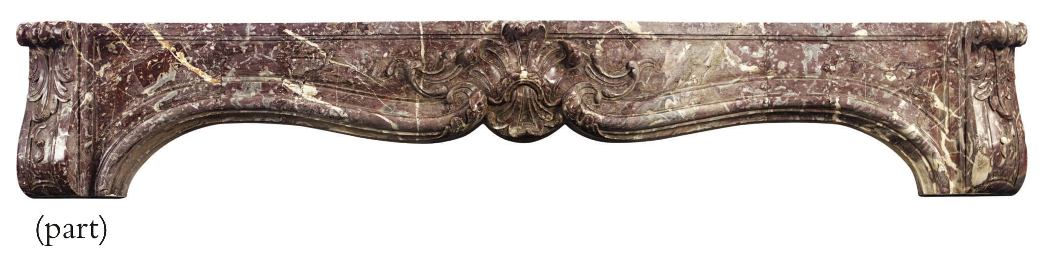 A FRENCH RED-VEINED MARBLE FIRE SURROUND