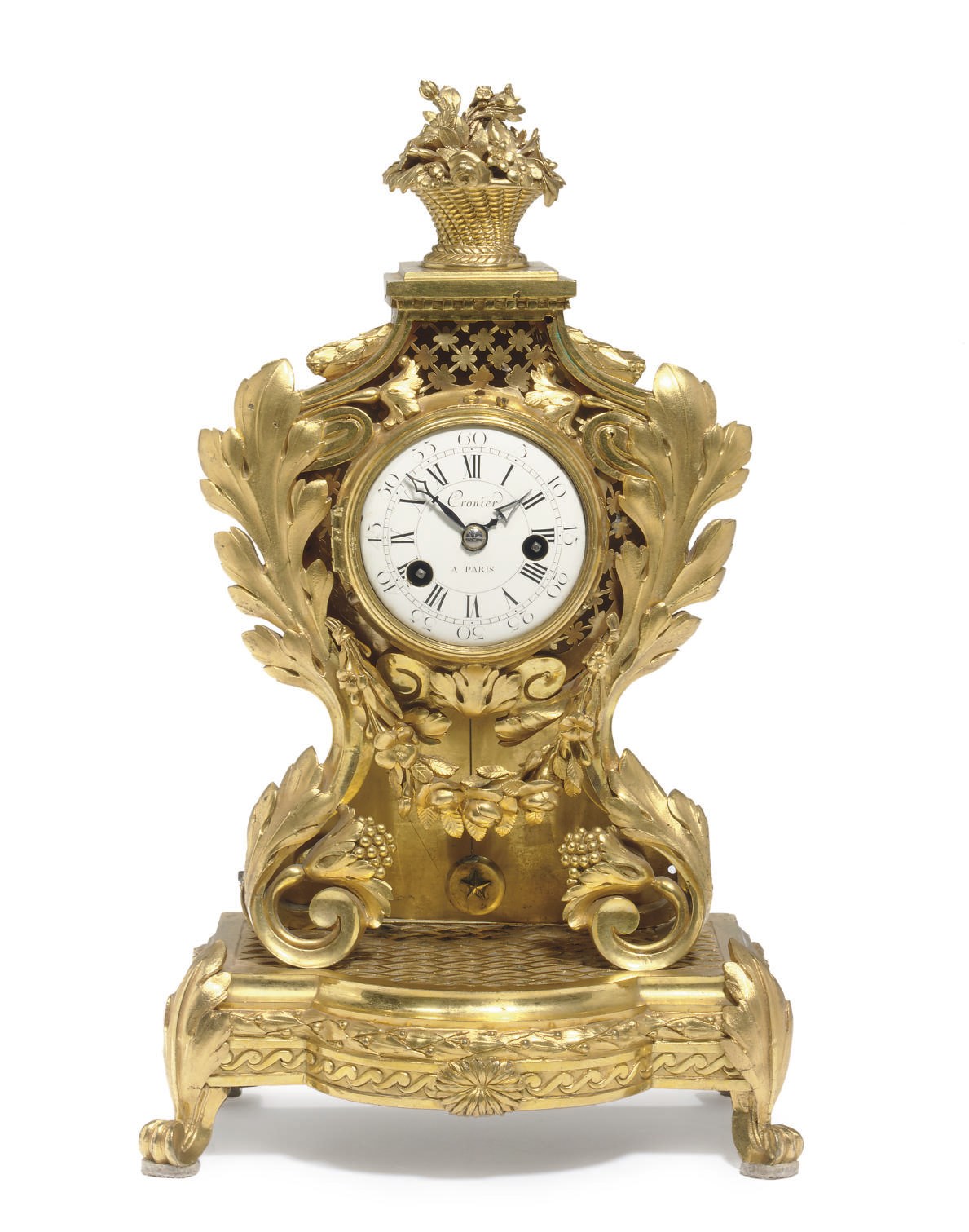 A LOUIS XV ORMOLU MANTEL CLOCK