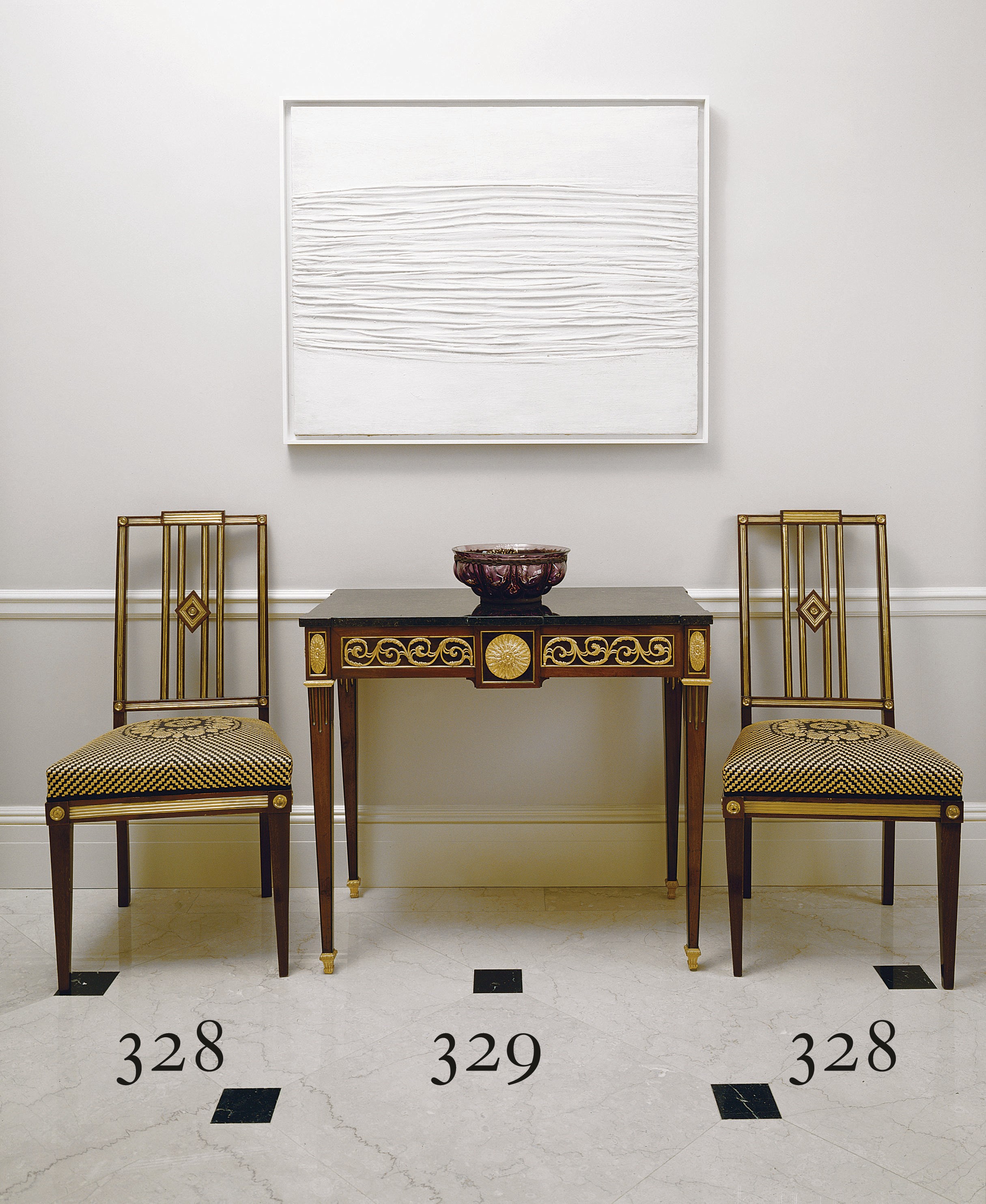 A PAIR OF RUSSIAN BRASS-MOUNTED MAHOGANY SIDE CHAIRS