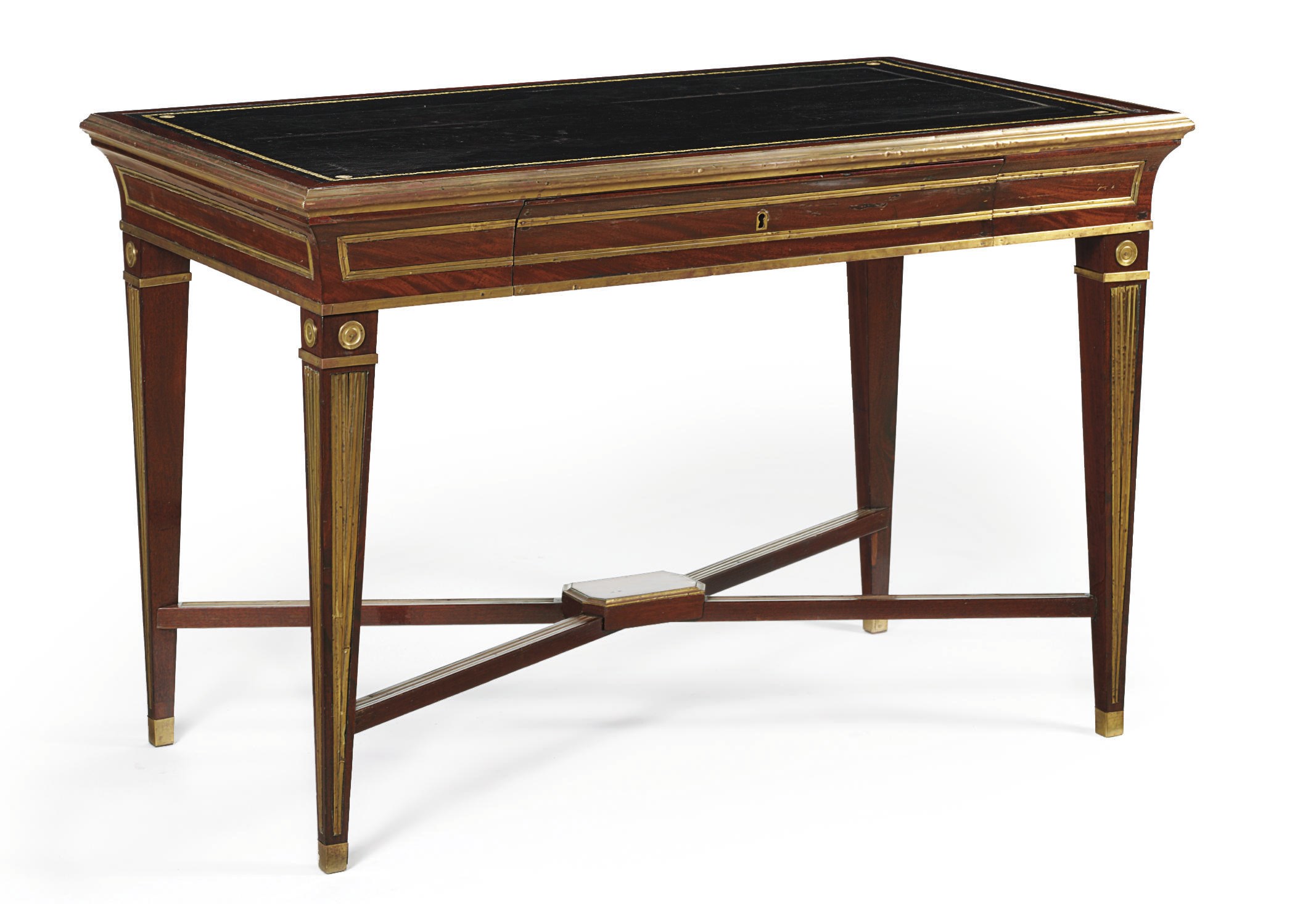 A RUSSIAN BRASS-MOUNTED MAHOGANY WRITING TABLE