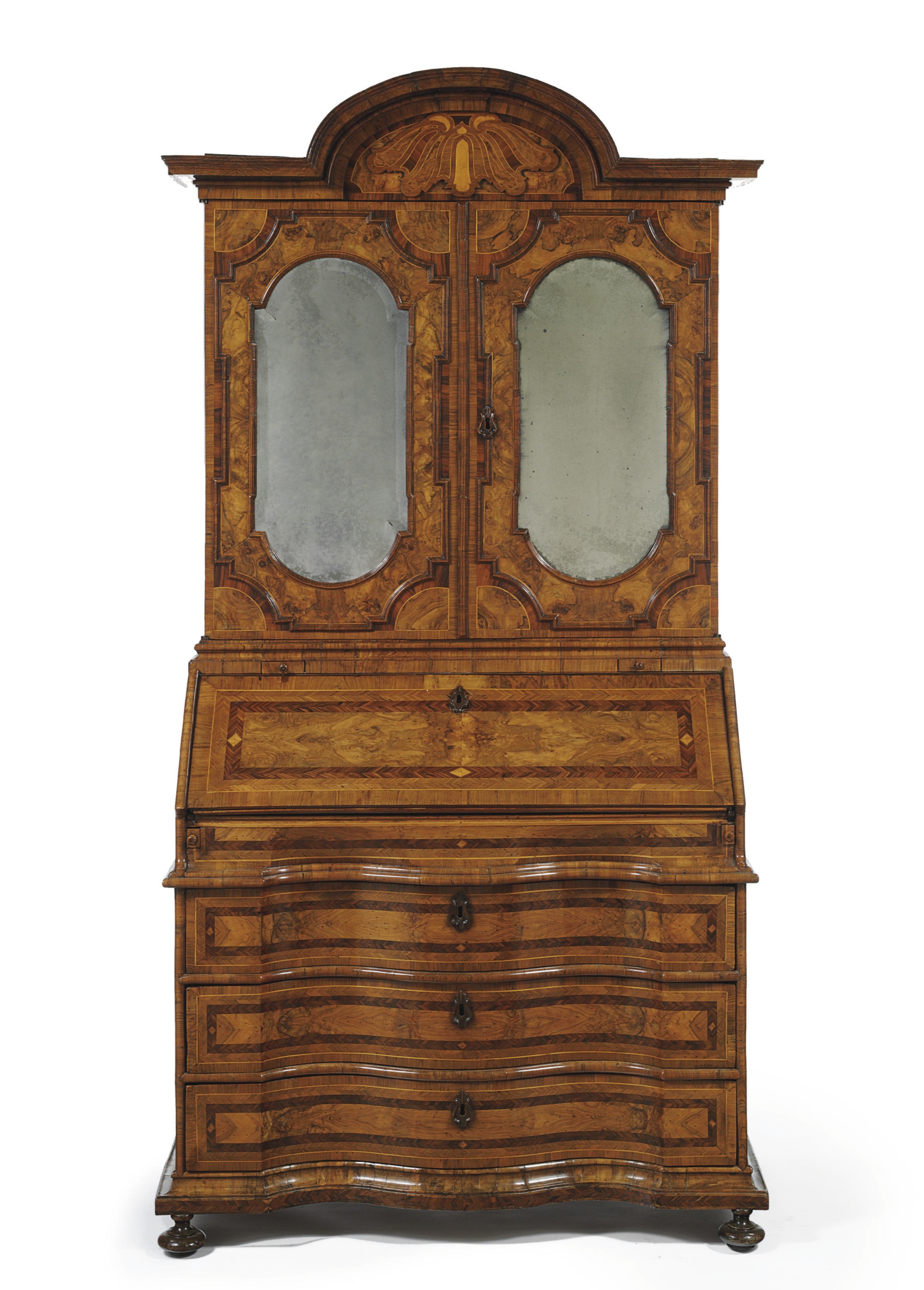 A NORTH ITALIAN WALNUT AND 'CARUBA' BUREAU-CABINET