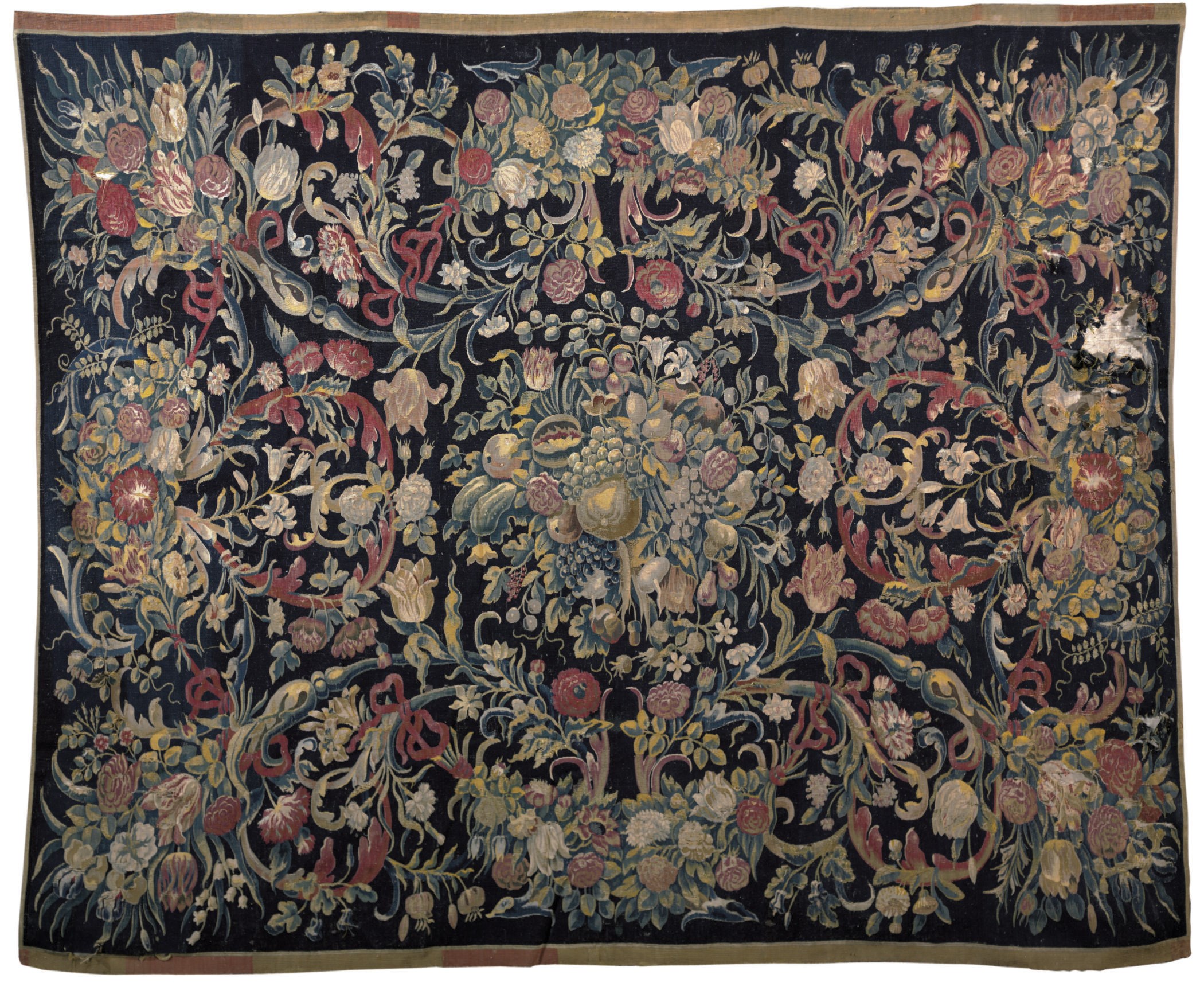 A DUTCH FLORAL TABLE TAPESTRY