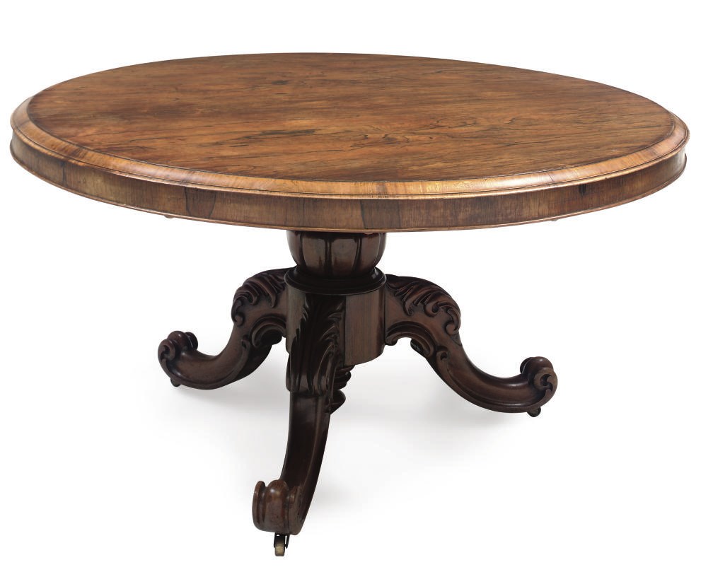 AN EARLY VICTORIAN ROSEWOOD CIRCULAR BREAKFAST TABLE
