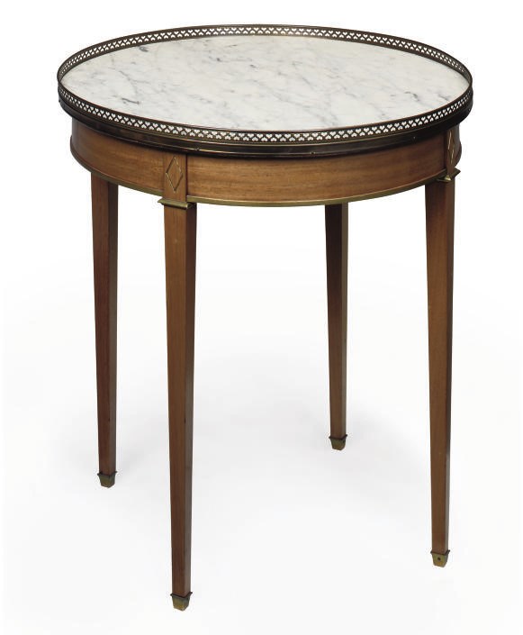 A GILT METAL MOUNTED MAHOGANY BOUILLOTTE TABLE