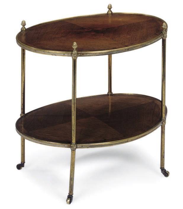 A BRASS-MOUNTED ROSEWOOD TWO TIER ETAGERE