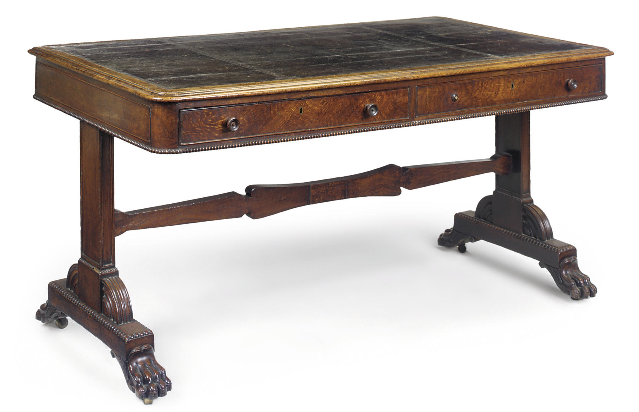 A GEORGE IV BROWN OAK LIBRARY TABLE