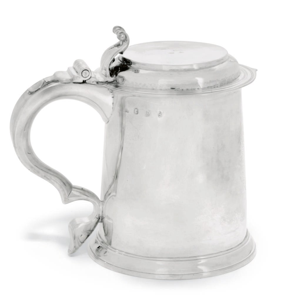 A GEORGE I SILVER TANKARD