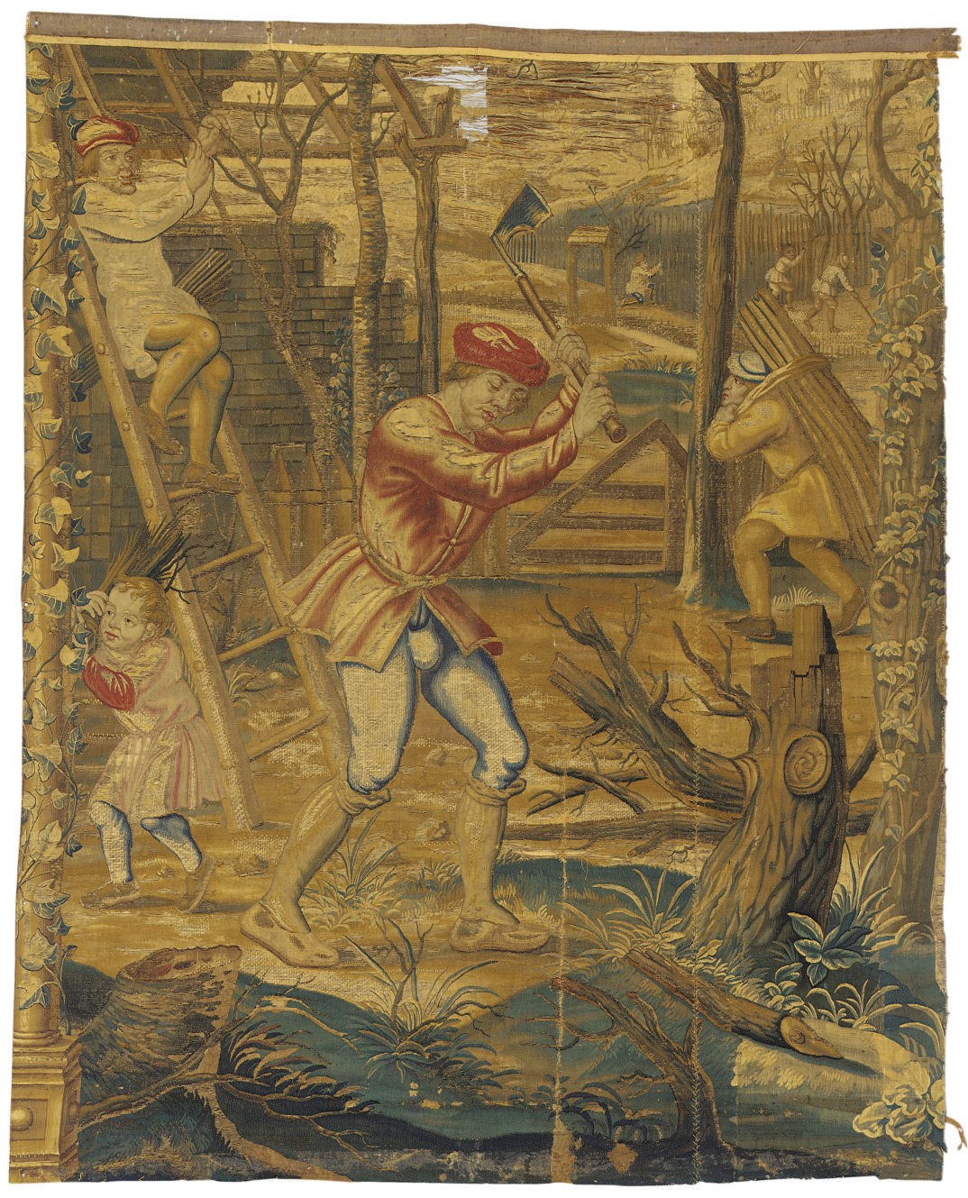 AN ENGLISH ALLEGORICAL TAPESTRY FRAGMENT