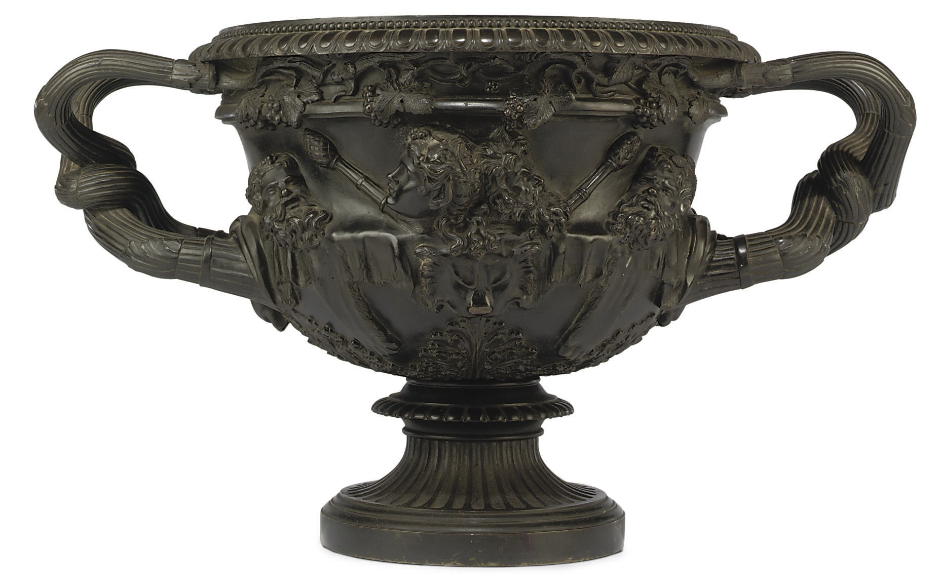 A LARGE FRENCH BRONZE MODEL OF THE WARWICK VASE