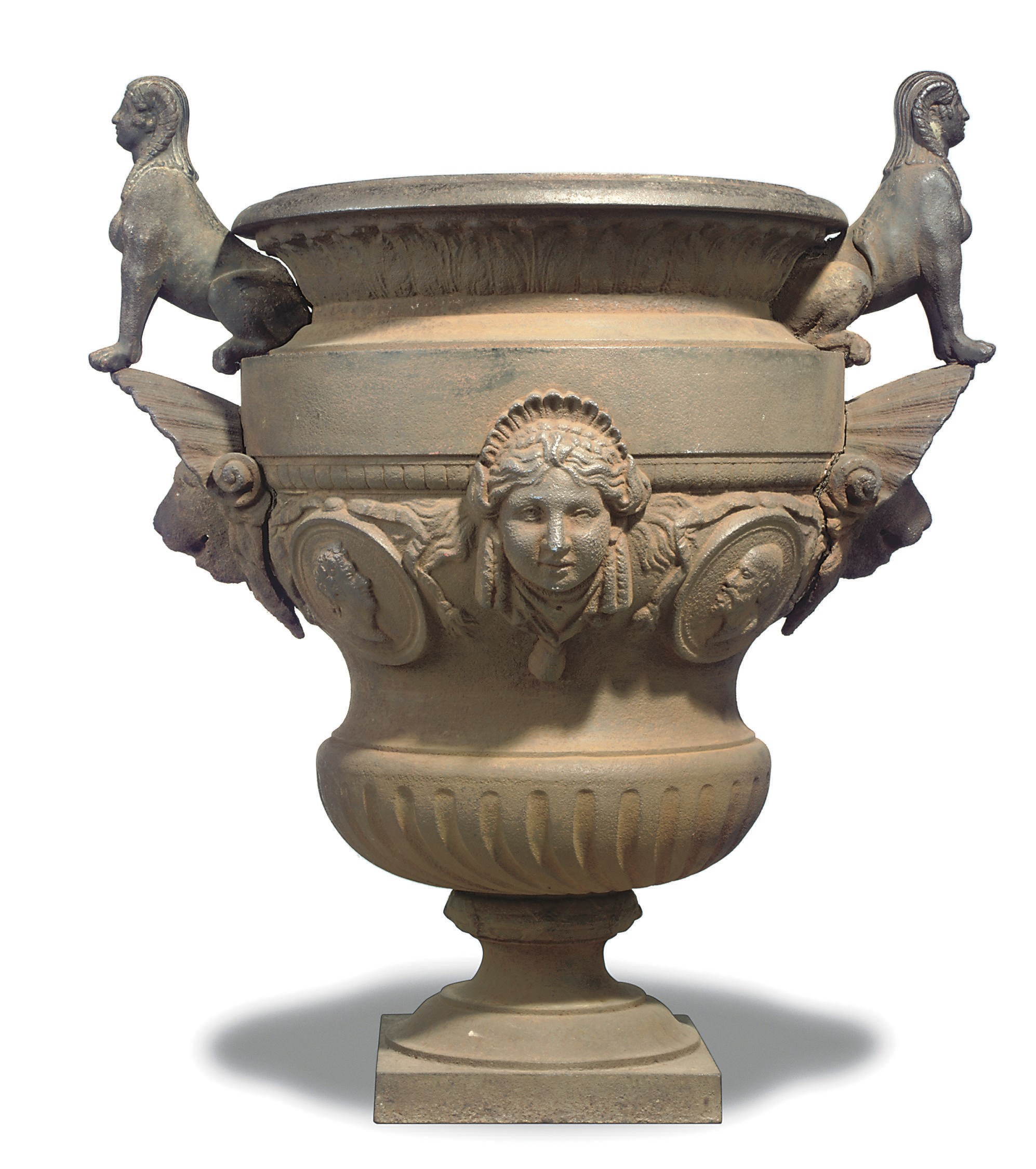 A FRENCH CAST-IRON URN