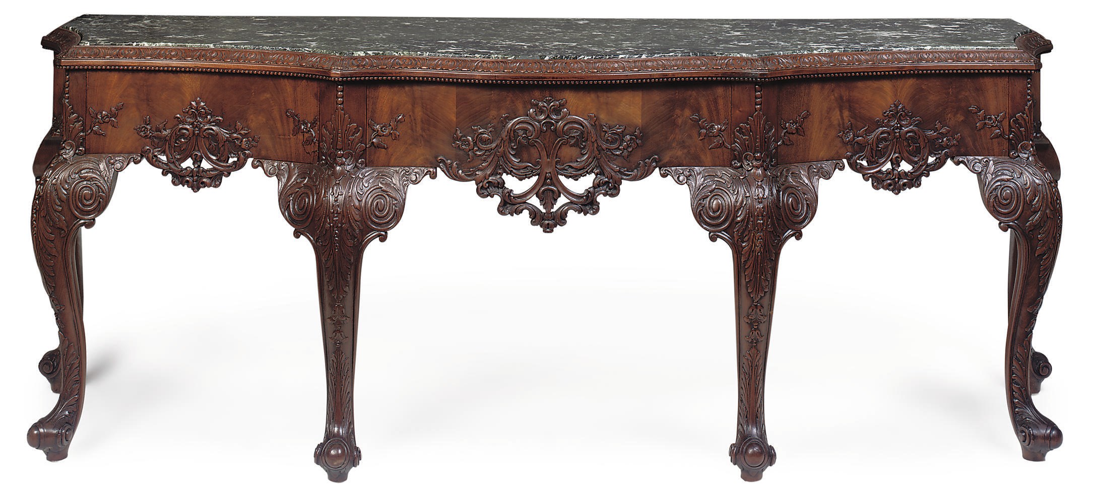 A MAHOGANY SERPENTINE SIDE TABLE