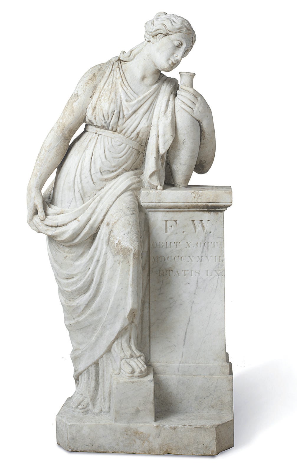 A REGENCY SCULPTED WHITE MARBLE FIGURE