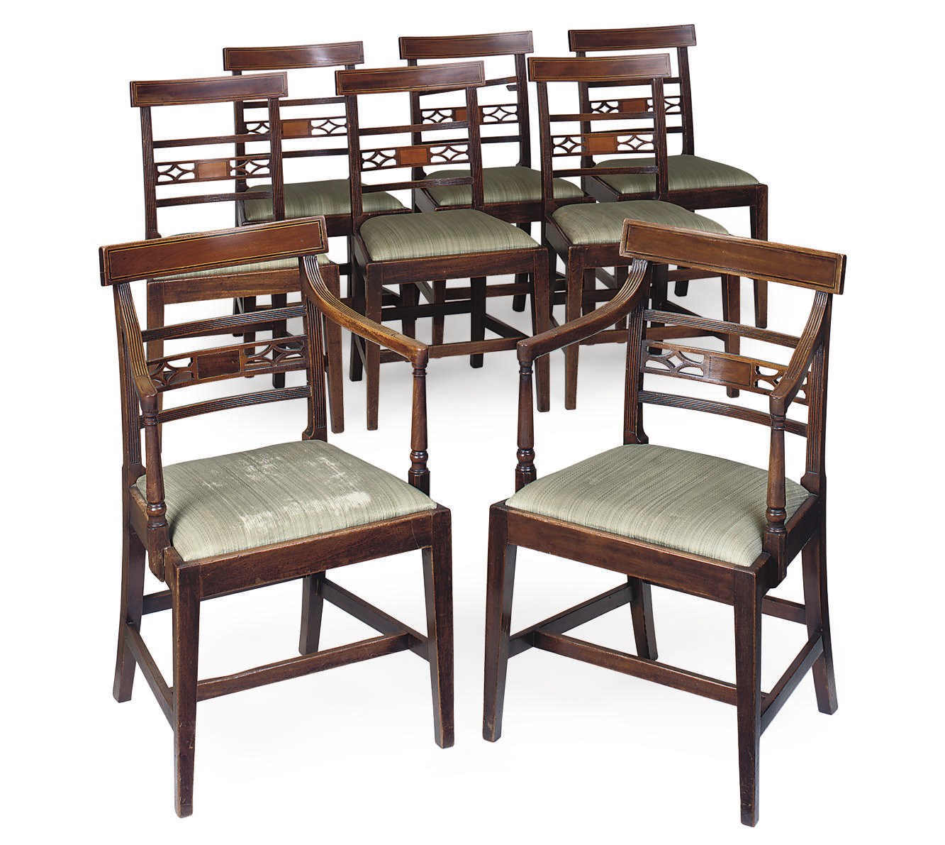 A SET OF EIGHT GEORGE III MAHOGANY DINING CHAIRS