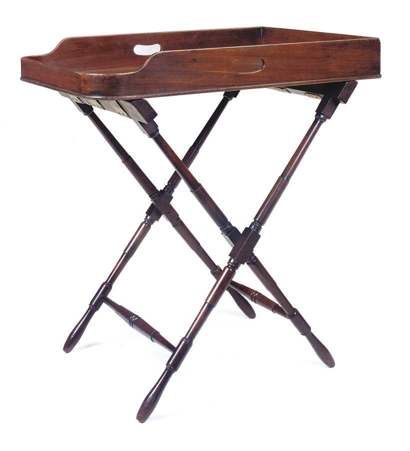 AN EARLY VICTORIAN MAHOGANY BUTLER'S TRAY