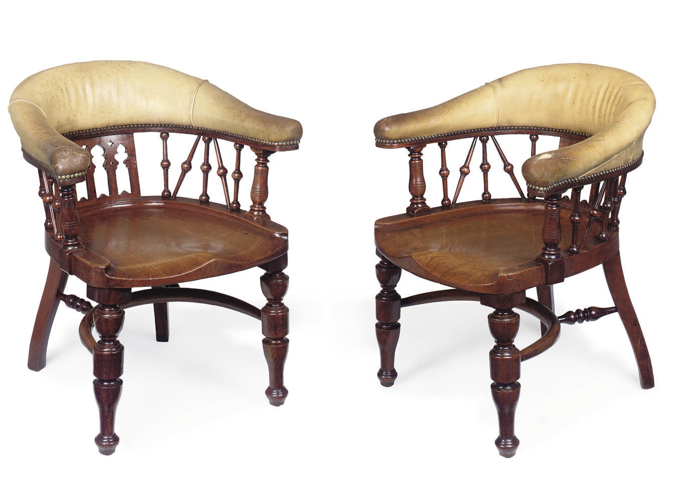 A PAIR OF MID-VICTORIAN MAHOGANY ARMCHAIRS