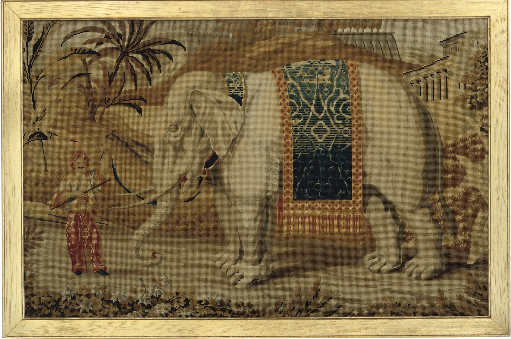 A FRAMED NEEDLEWORK PANEL
