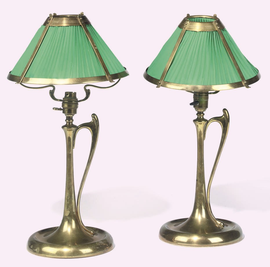 A PAIR OF BRASS TABLE LAMPS