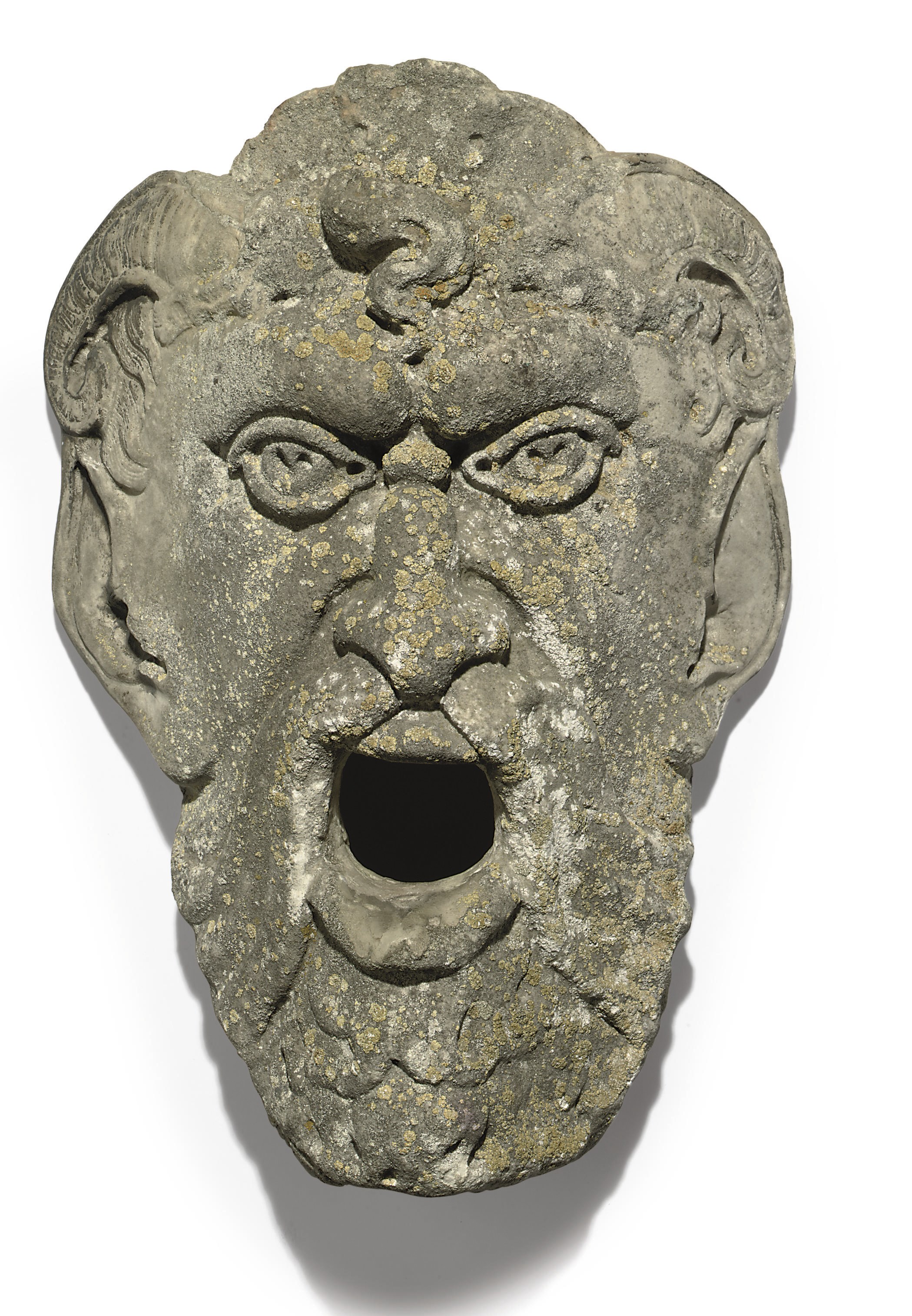 A CARVED MARBLE FOUNTAIN MASK