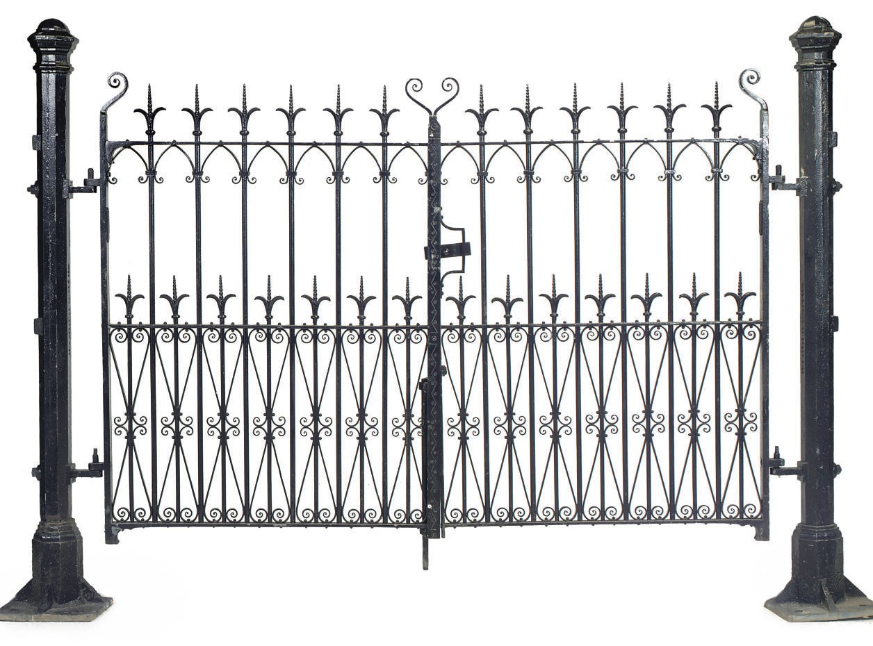 A PAIR OF CAST AND WROUGHT IRON GATES