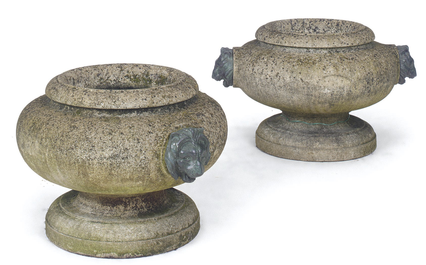 A PAIR OF STONE URNS