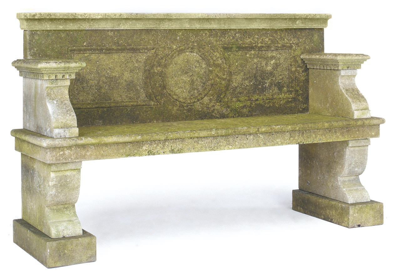 A LIMESTONE GARDEN SEAT