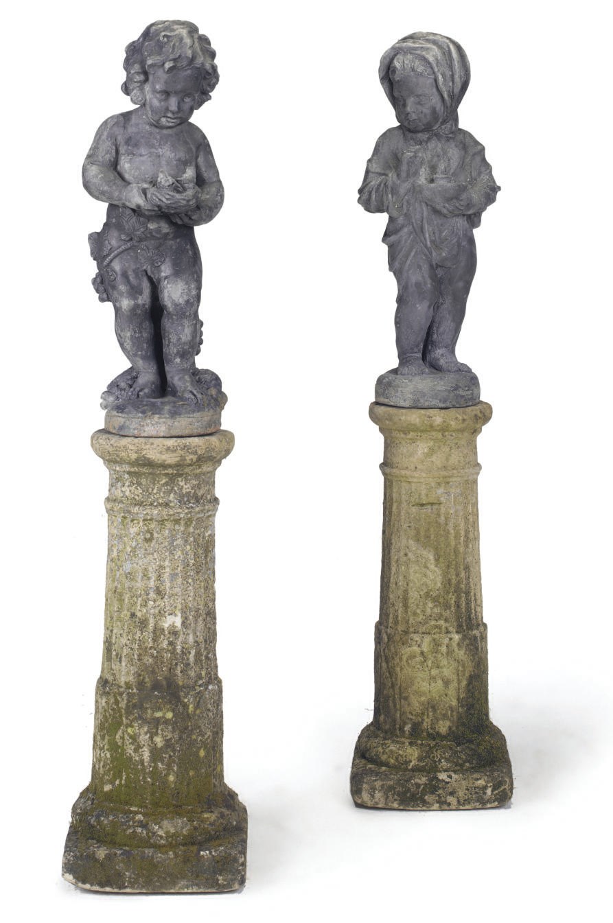 A PAIR OF LEAD FIGURES REPRESENTING SPRING AND SUMMER