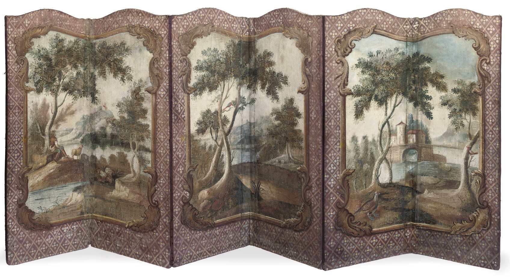 A FRENCH SIX-FOLD SCREEN