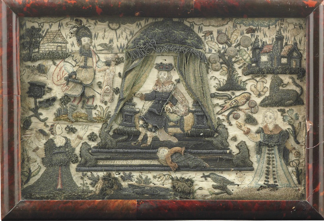 THE JUDGEMENT OF SOLOMON, AN EMBROIDERED PICTURE