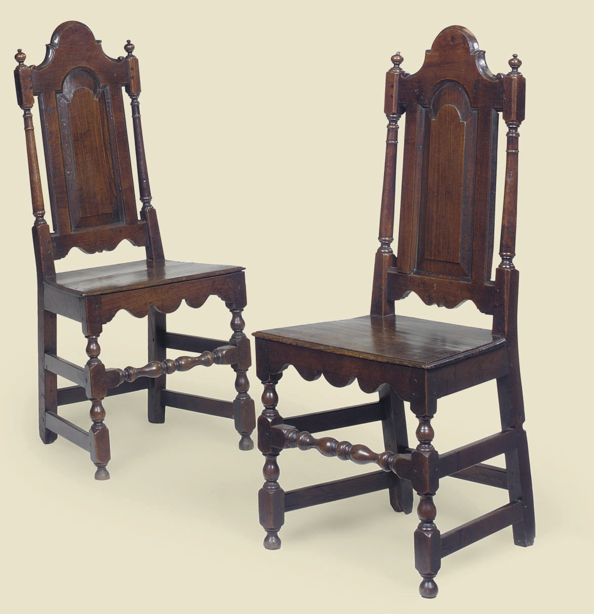 A PAIR OF OAK SOLID SEAT CHAIRS