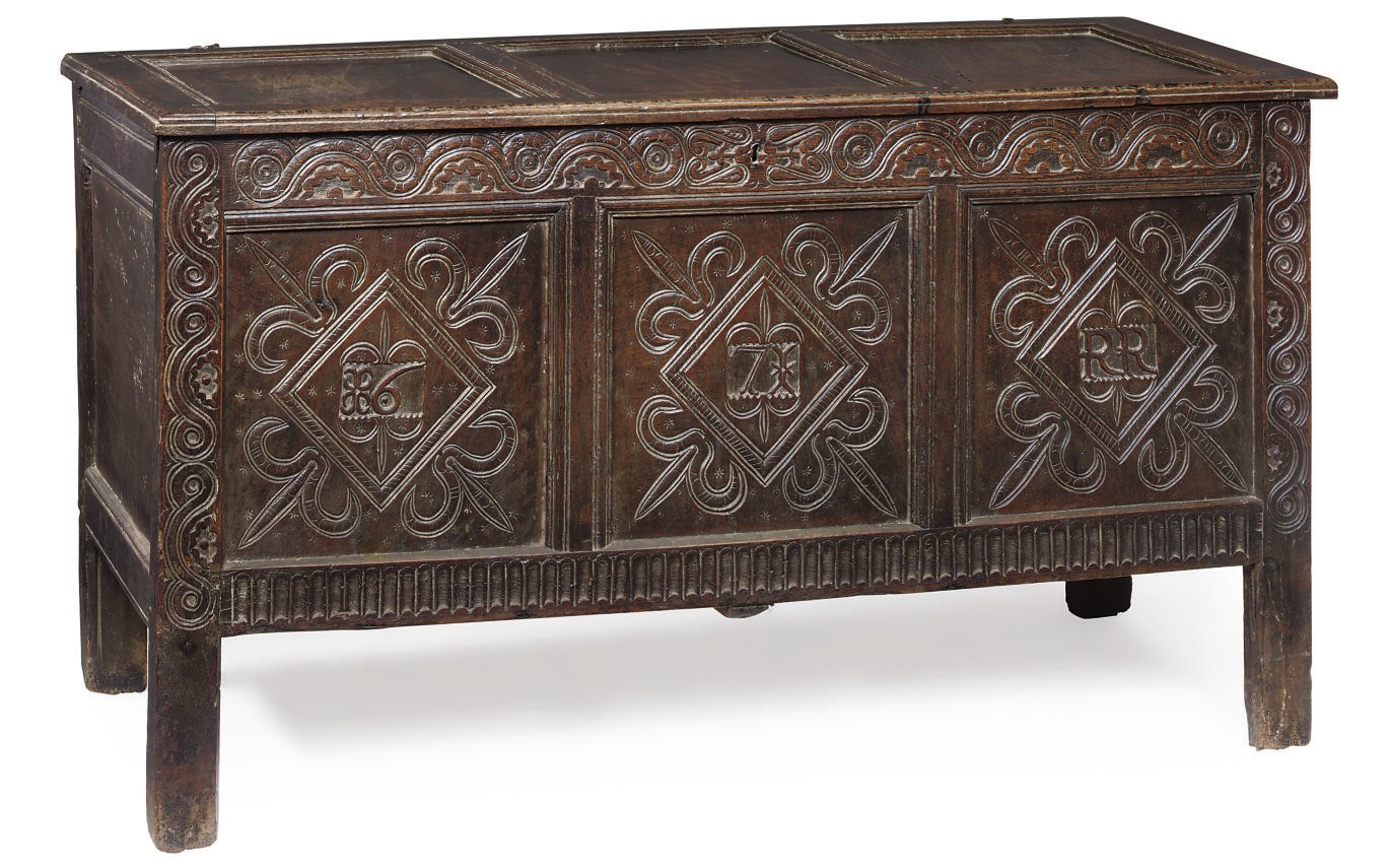 A WEST COUNTRY OAK PANELLED CHEST