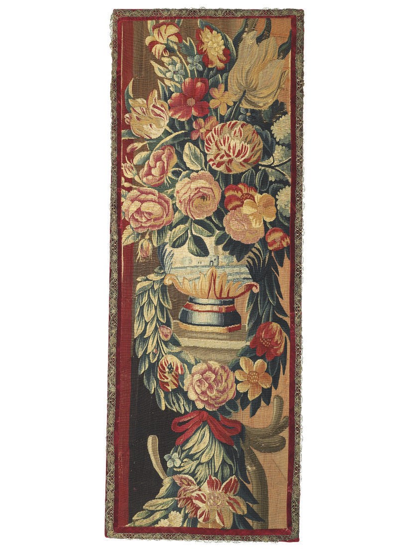A MOUNTED TAPESTRY FRAGMENT