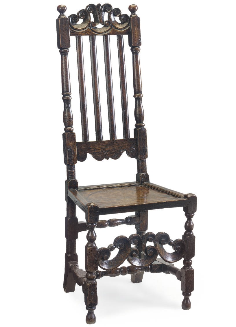 AN ENGLISH ASH AND OAK HIGH-BACK CHAIR