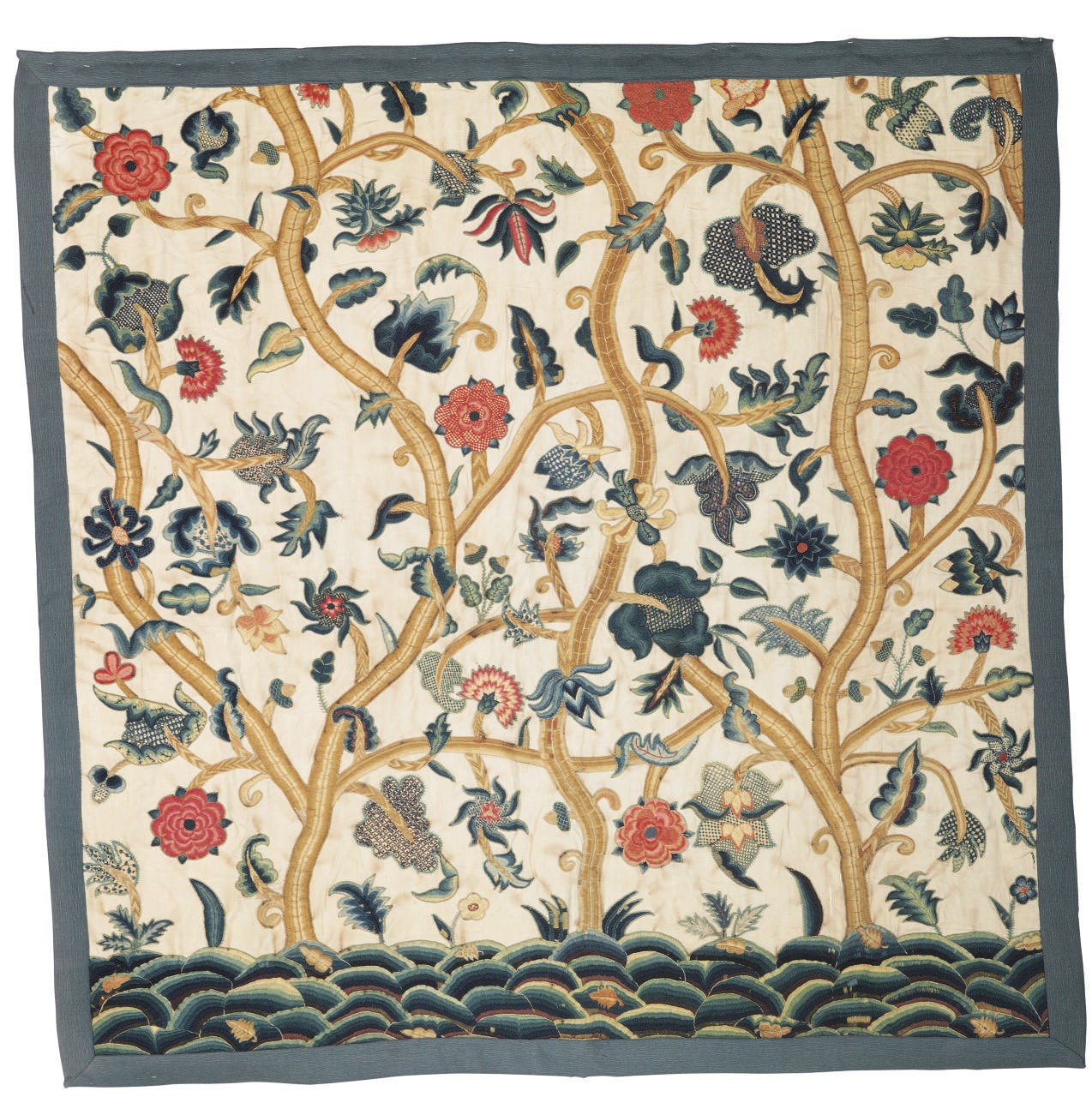 A PAIR OF CREWEL HANGINGS