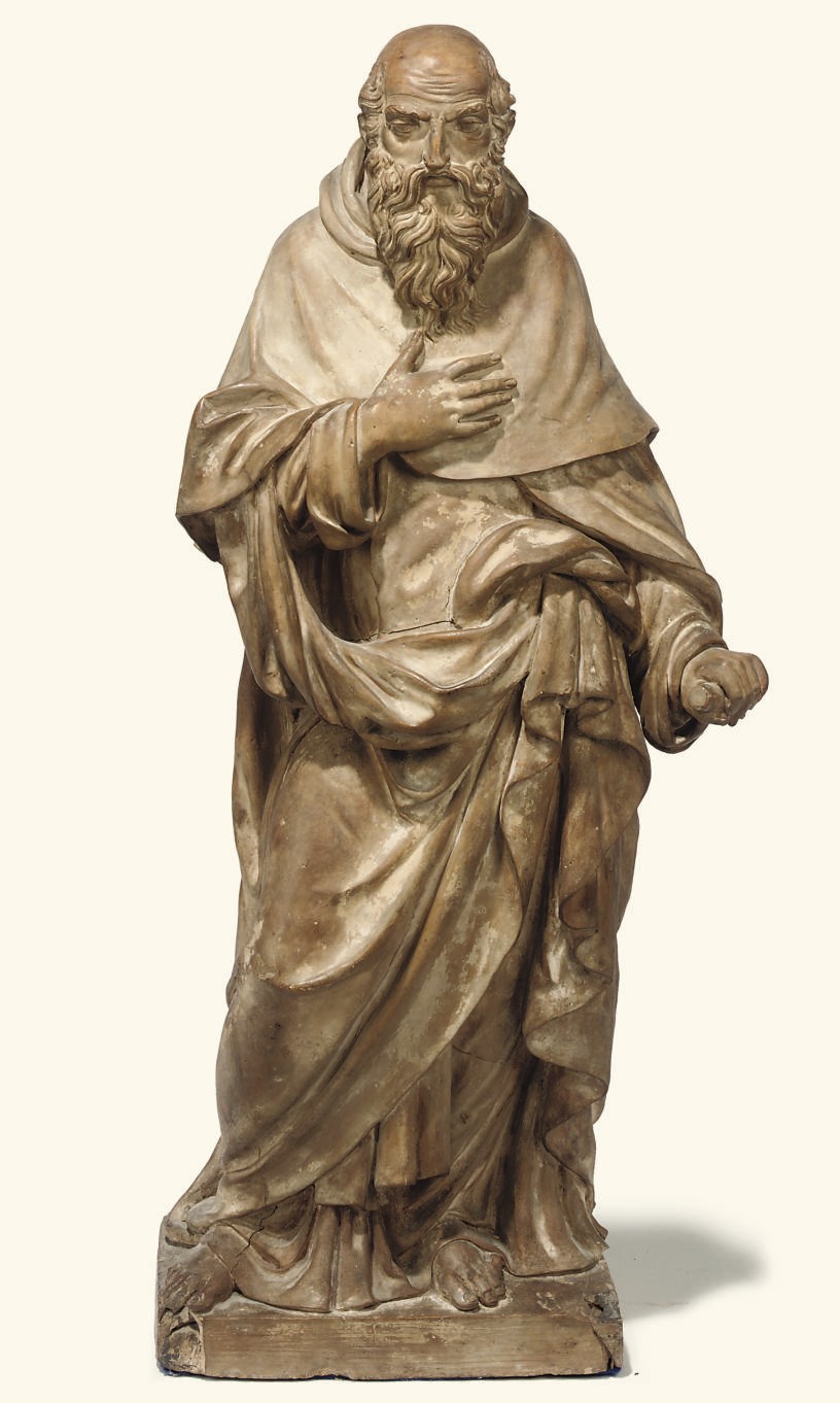 AN ITALIAN TERRACOTTA FIGURE OF SAINT ANTHONY ABBOT