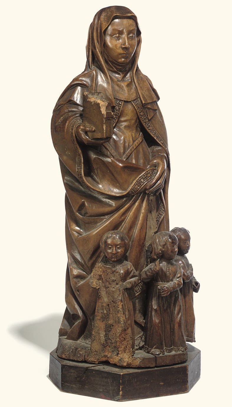 A GERMAN WALNUT GROUP OF THE VIRGIN OF THE MISERICORDIA