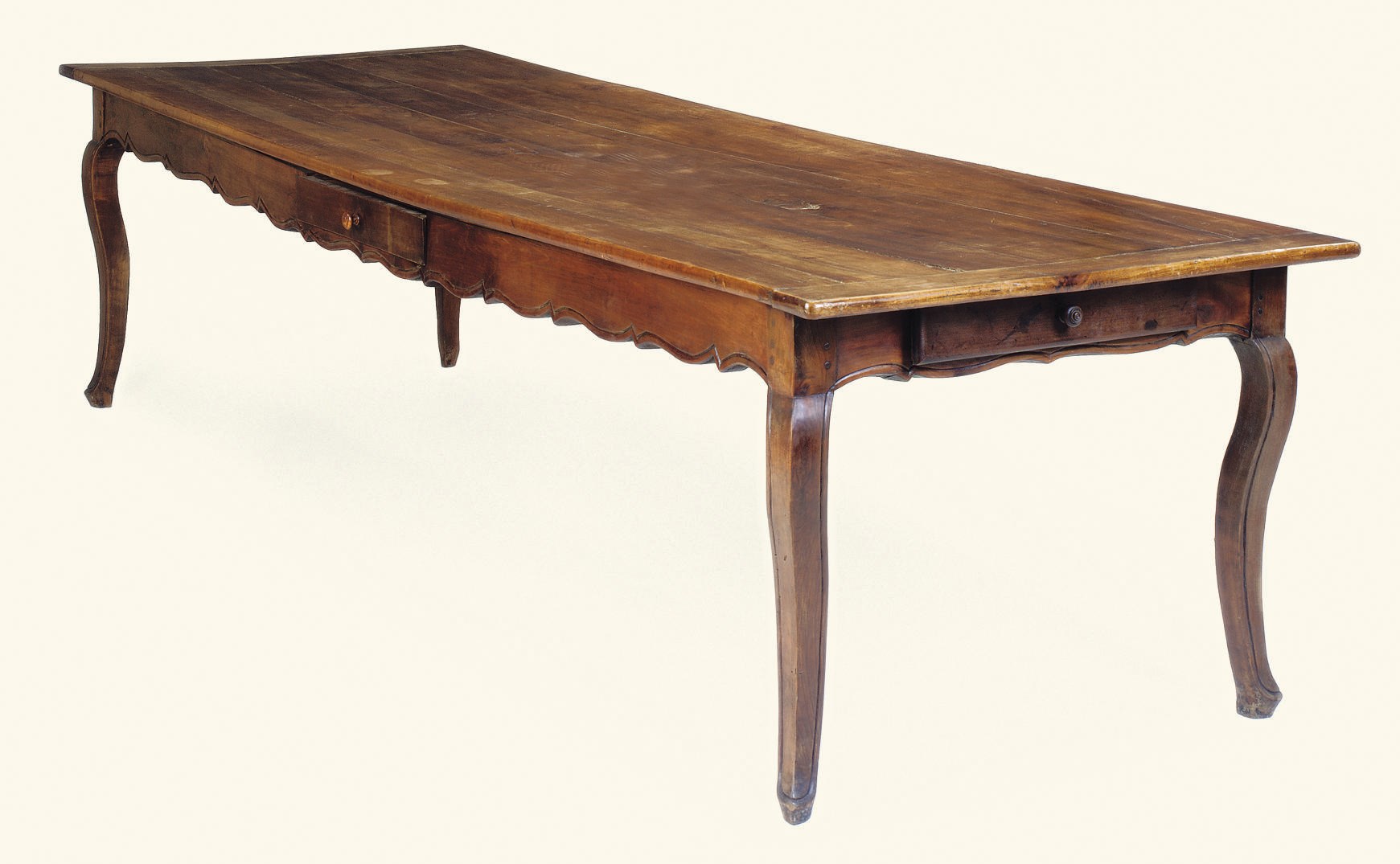 A LARGE FRENCH CHERRY FARMHOUSE TABLE
