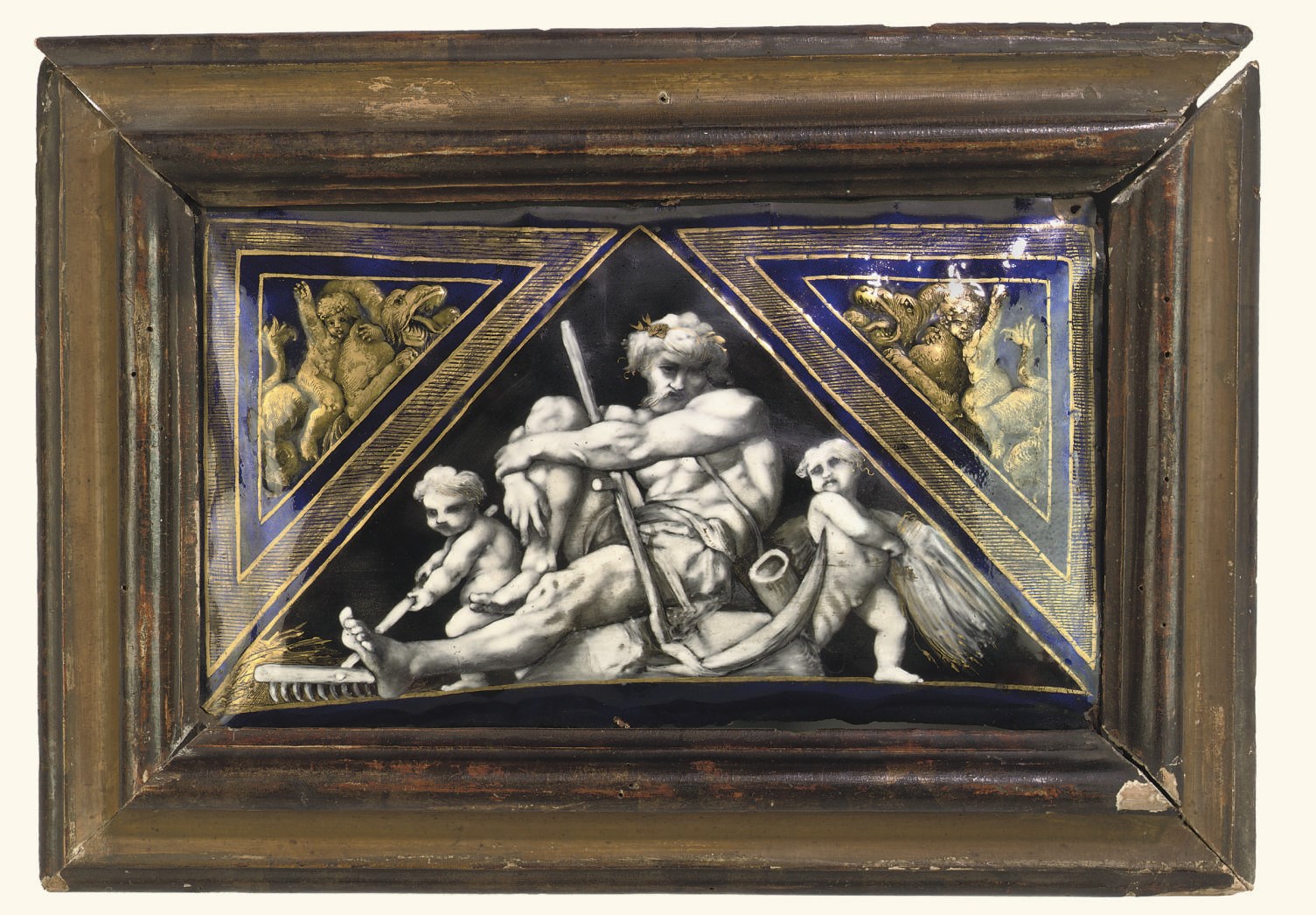 A LIMOGES ENAMEL PLAQUE OF SUMMER