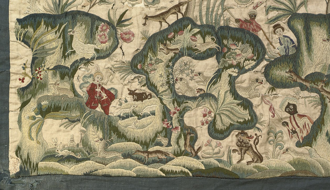 A LARGE CREWEL PANEL