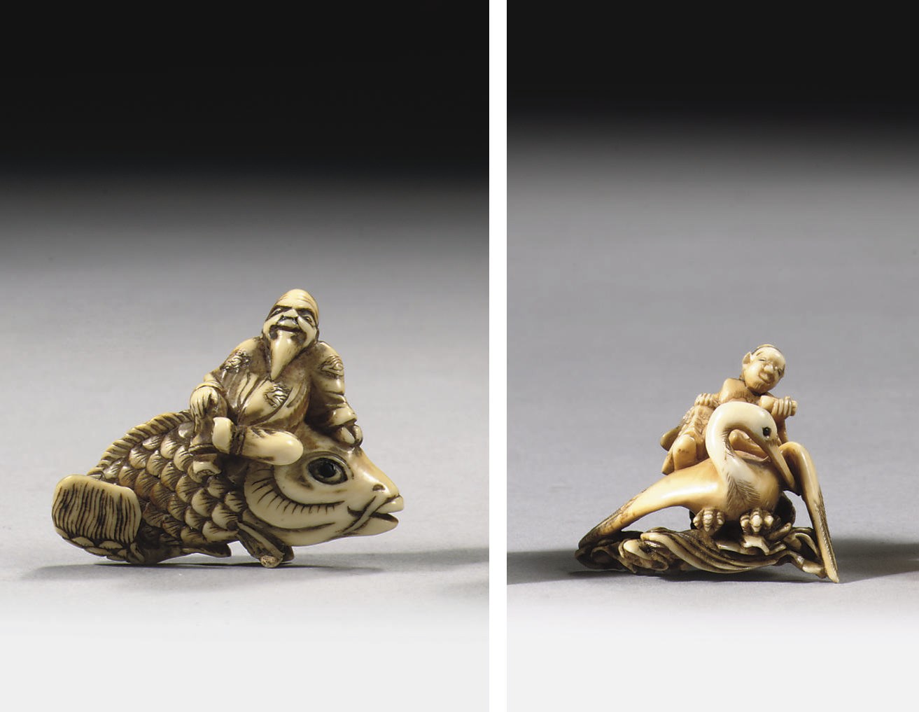 Two ivory netsuke