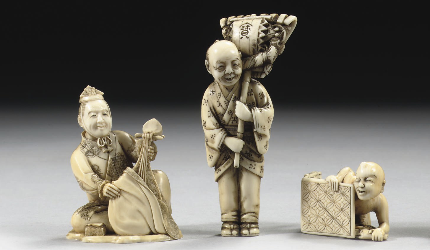 Three ivory netsuke