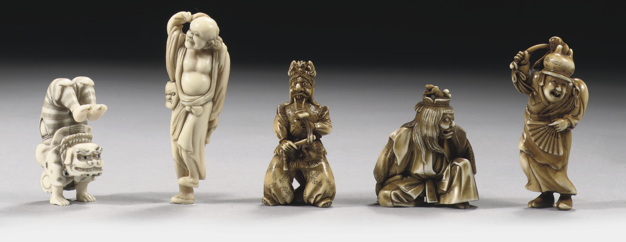 Five ivory netsuke