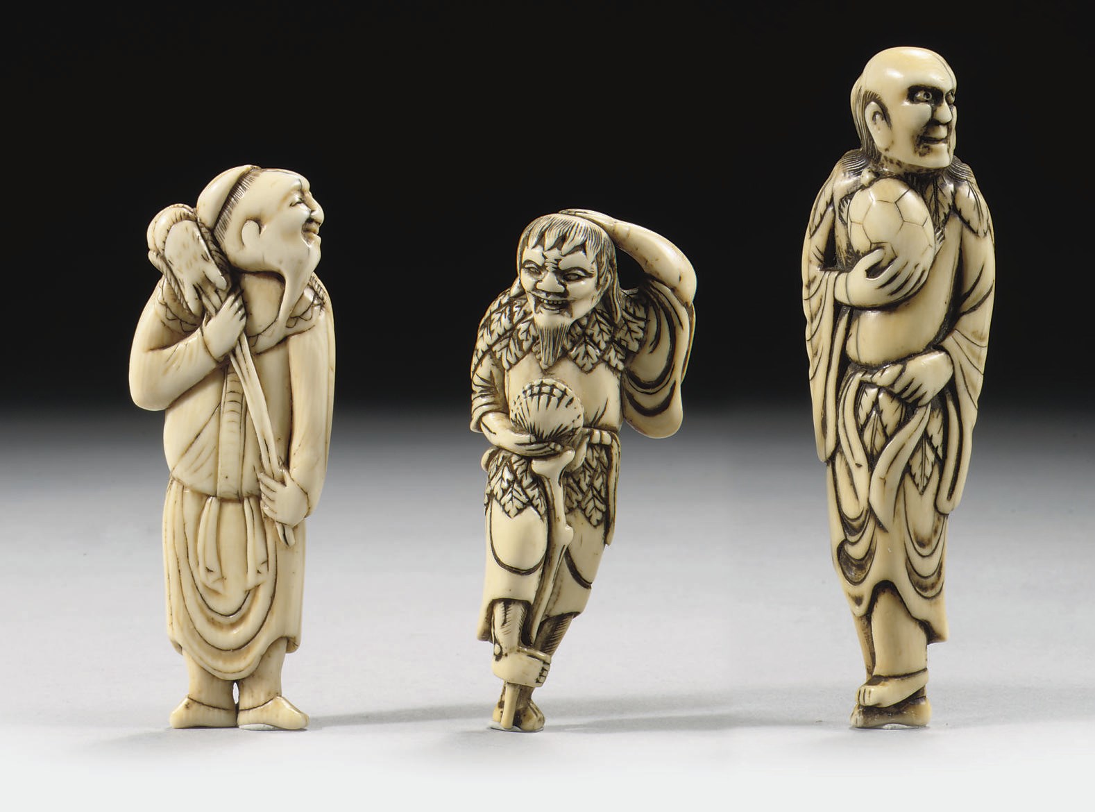 Three ivory netsuke
