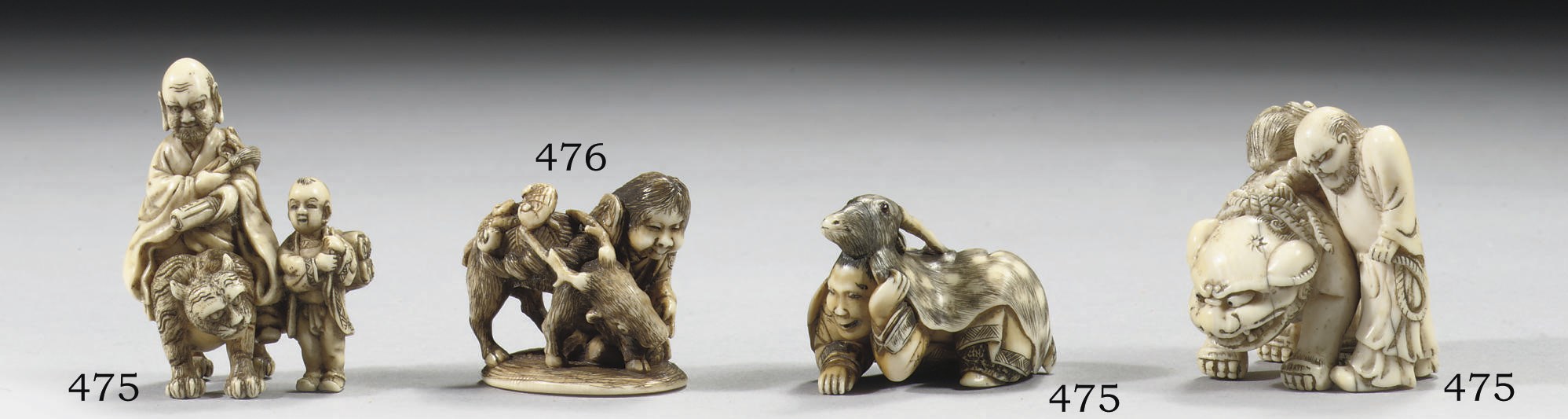 Three ivory netsuke