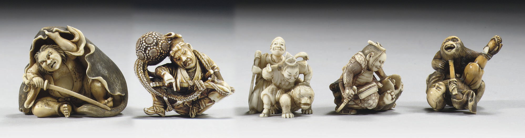 Five ivory netsuke