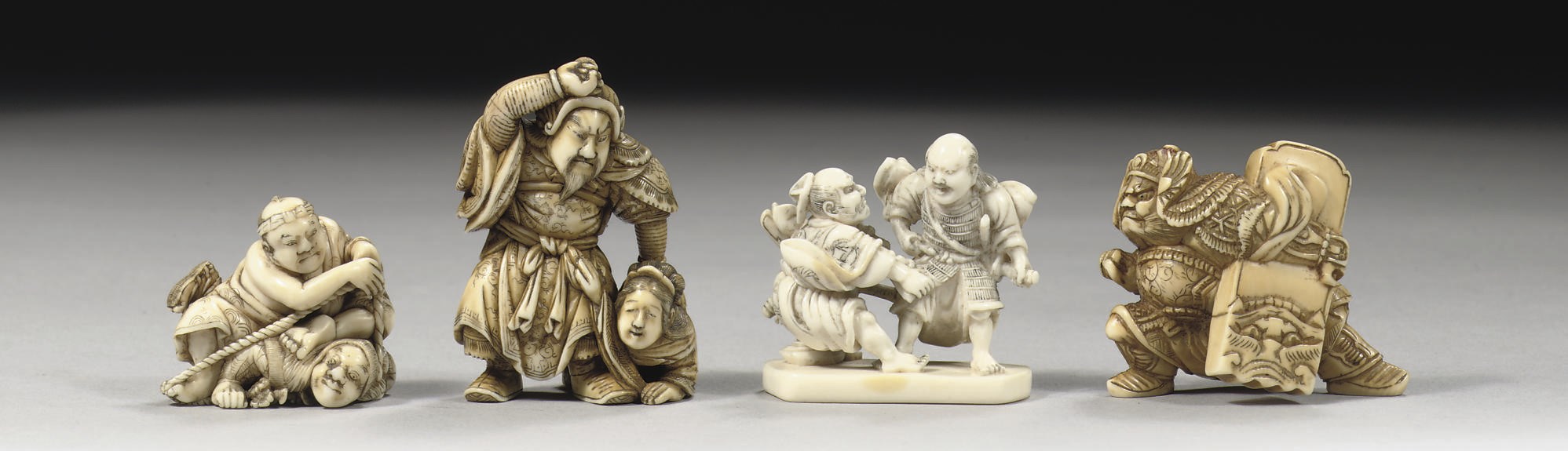 Four ivory netsuke