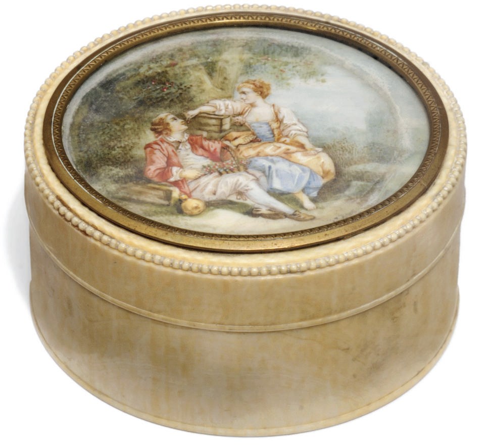 A French oval ivory box