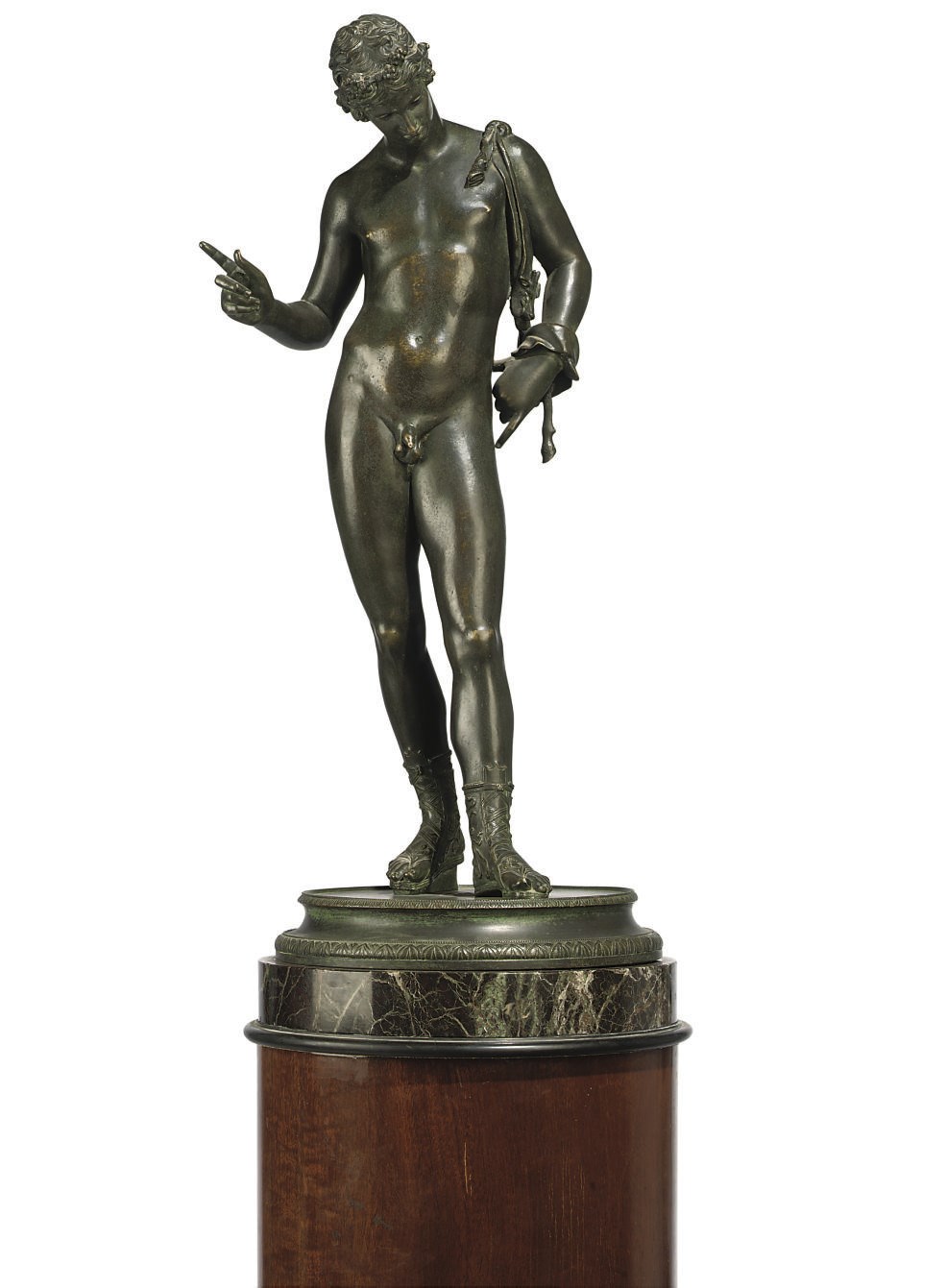 A Neapolitan bronze figure of Narcisus