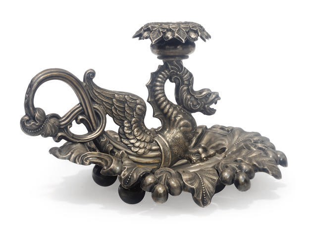 A French silver plated chamberstick